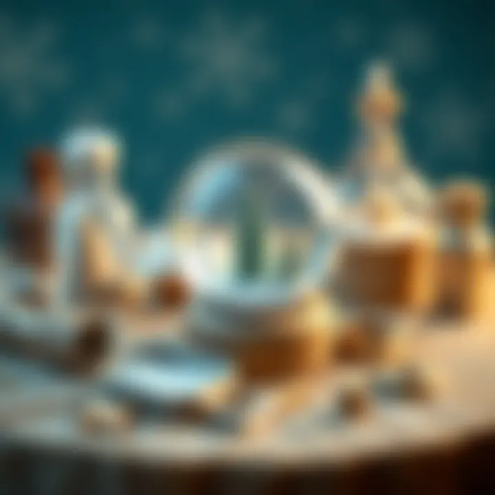 Essential materials for creating a snow globe displayed neatly