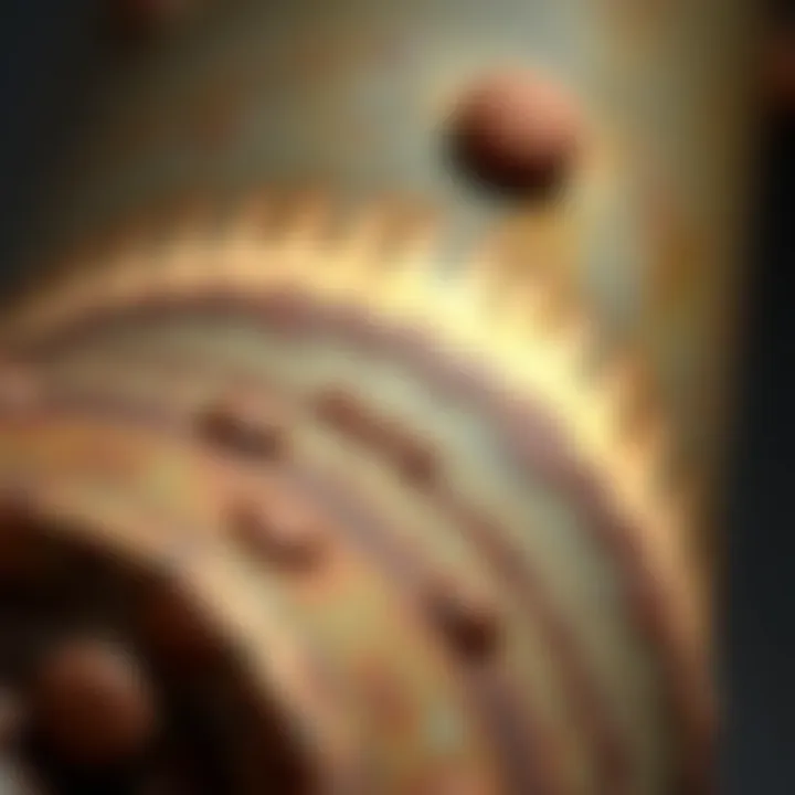 A close-up of rust on metal surfaces