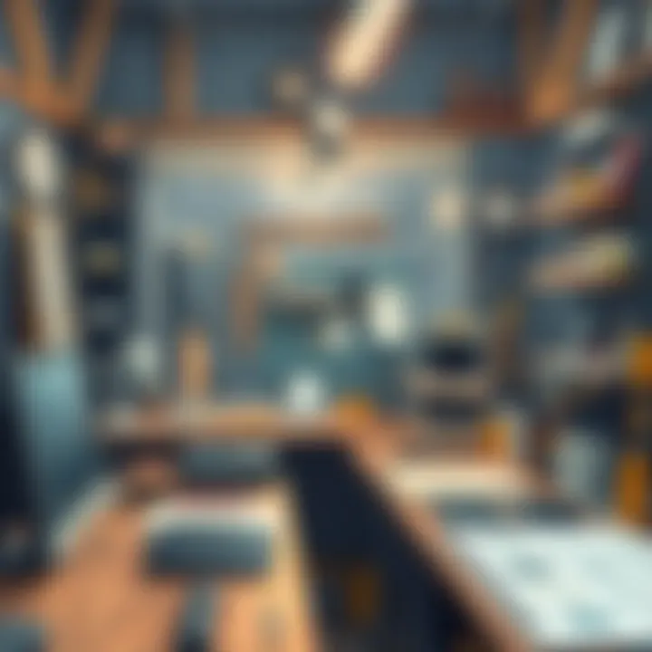 Inspiring Workspace for Watch Designers An inspiring workspace filled with tools and resources for watch design.