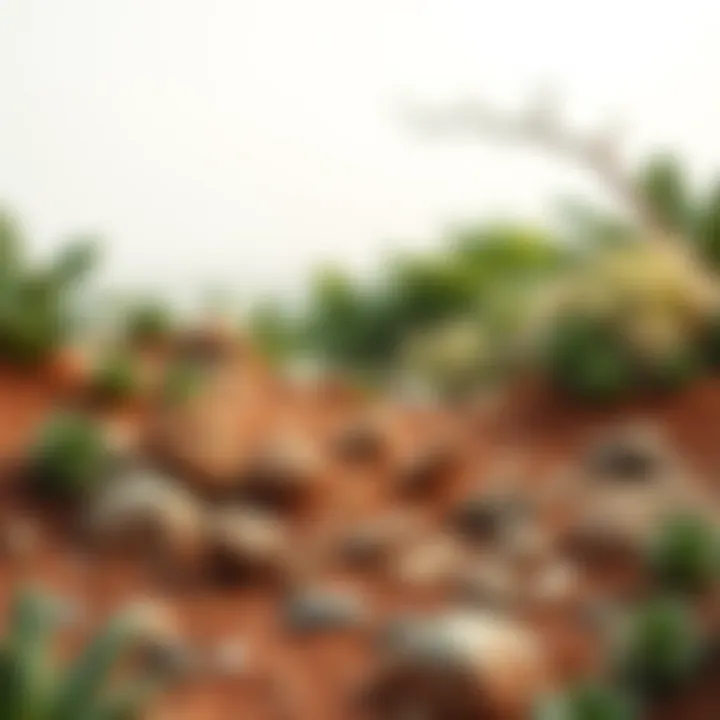 A serene landscape featuring natural elements in shades of clay soil