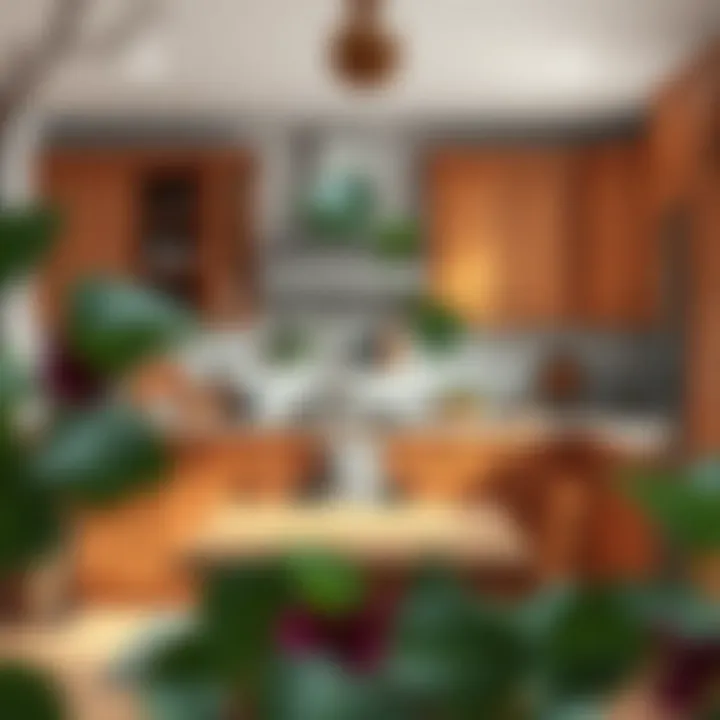 Rustic wooden kitchen cabinets with a warm finish