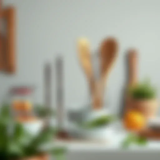 Elegant kitchen utensils arranged aesthetically