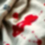 A close-up of ink stains on a fabric