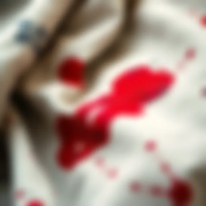 A close-up of ink stains on a fabric