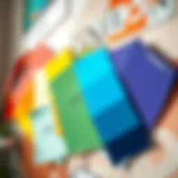 Colorful paint swatches for wall decoration