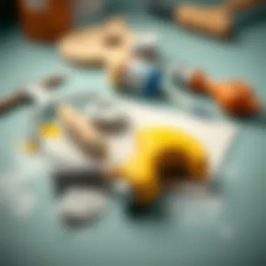 Tools and materials laid out for painting