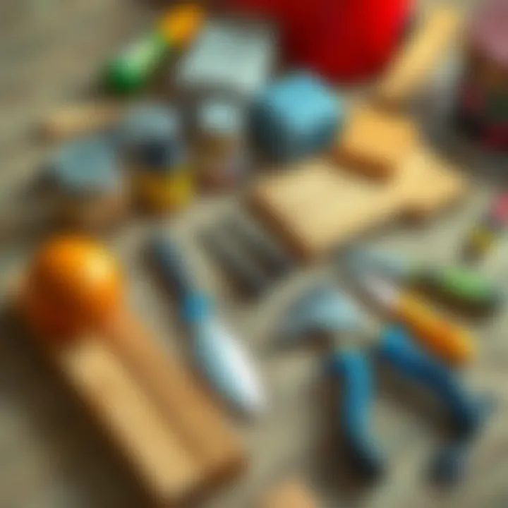 Tools and materials laid out for furniture restoration