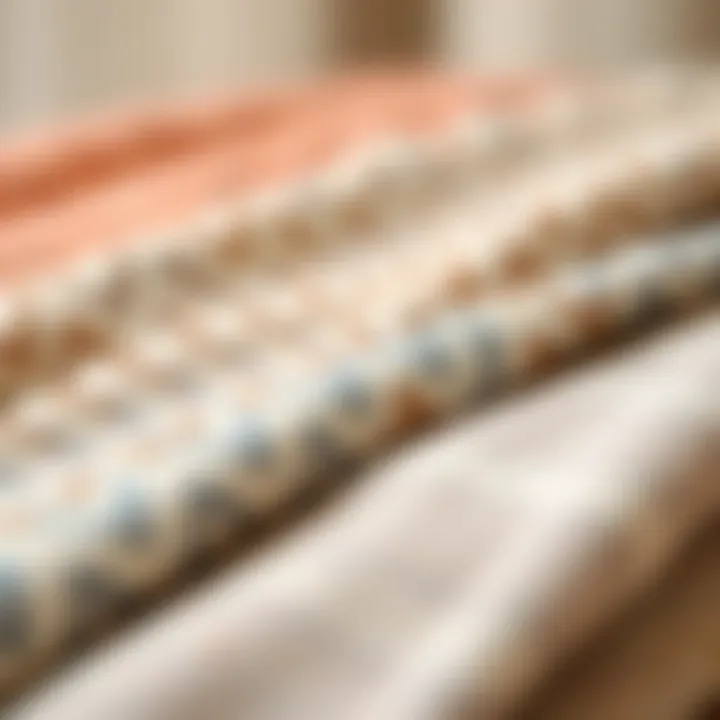 A close-up of fabric swatches used for sofa upholstery
