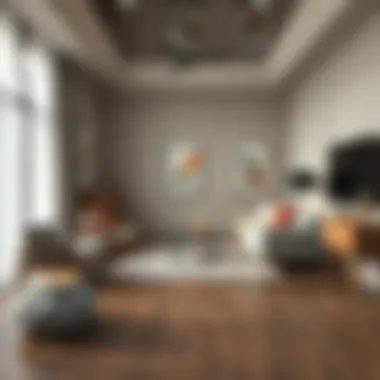 Chic interior design featuring dark parquet and complementary colors