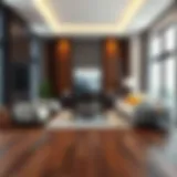 Elegant dark wood flooring in a modern living room