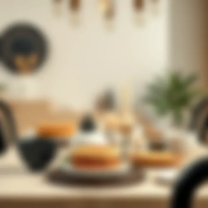 A table setting that creatively incorporates cream and black elements