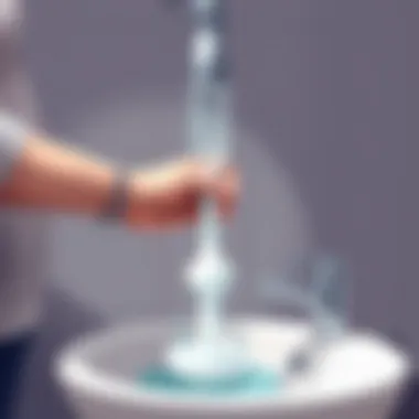 A person using a plunger to unclog a sink