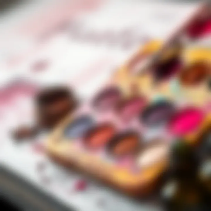 An artistic palette featuring various shades of magenta