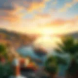 Scenic view of Marmaris coastline with caravans