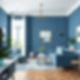 Elegant blue living room with modern furniture