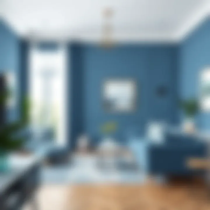 Elegant blue living room with modern furniture