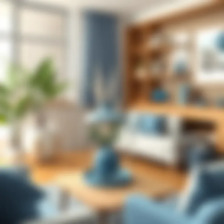 Stylish blue accessories enhancing living space