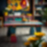 Colorful painted MDF table showcasing creative design