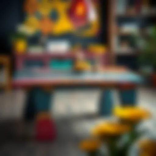 Colorful painted MDF table showcasing creative design