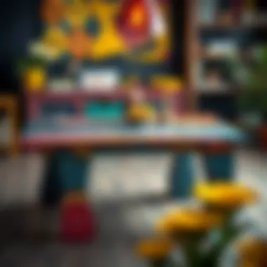 Vibrant MDF Table Designs Colorful painted MDF table showcasing creative design