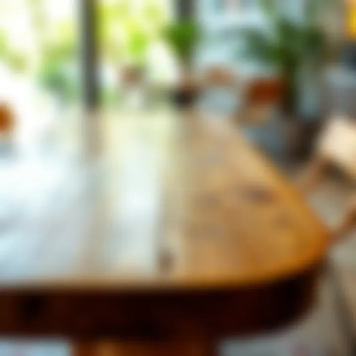 Close-up of a beautifully finished wooden table showcasing craftsmanship