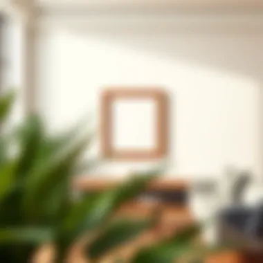 A beautifully crafted wooden frame displayed in a stylish living room.