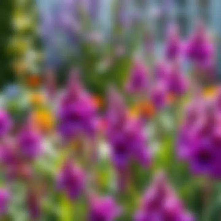 A beautiful garden showcasing purple flowers