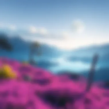 An artistic interpretation of a landscape that masterfully combines purple and blue tones, evoking a sense of tranquility.