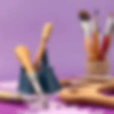 Artistic tools with purple color palette