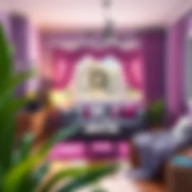 A cozy room decorated with purple accents