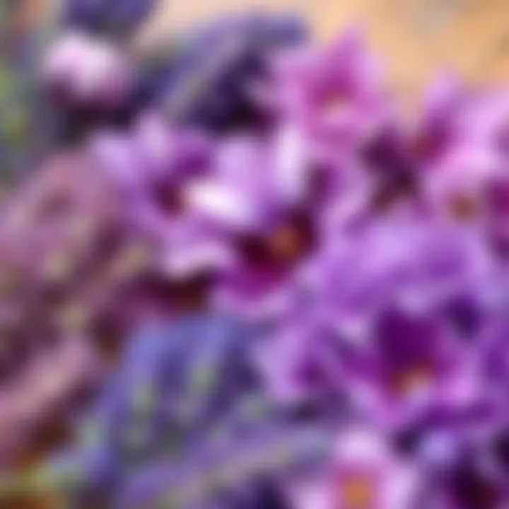 A vibrant palette of purple hues showcasing various techniques for craft projects