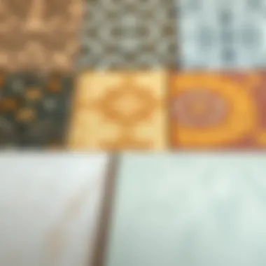 Diverse Kitchen Tile Materials Close-up of various kitchen tile materials emphasizing texture and color diversity.