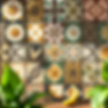 Artistic Kitchen Tile Patterns Artistic arrangement of kitchen tiles demonstrating unique patterns and visual appeal.