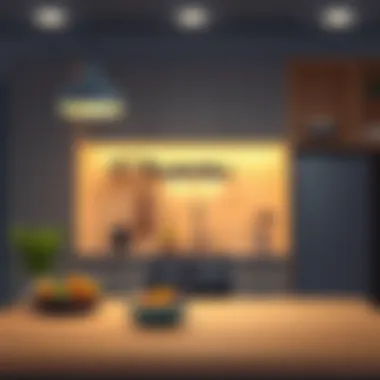 Trendy LED fixtures illuminating a modern kitchen space