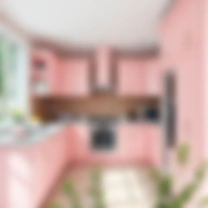 An elegant kitchen with pastel hues that enhance its charm