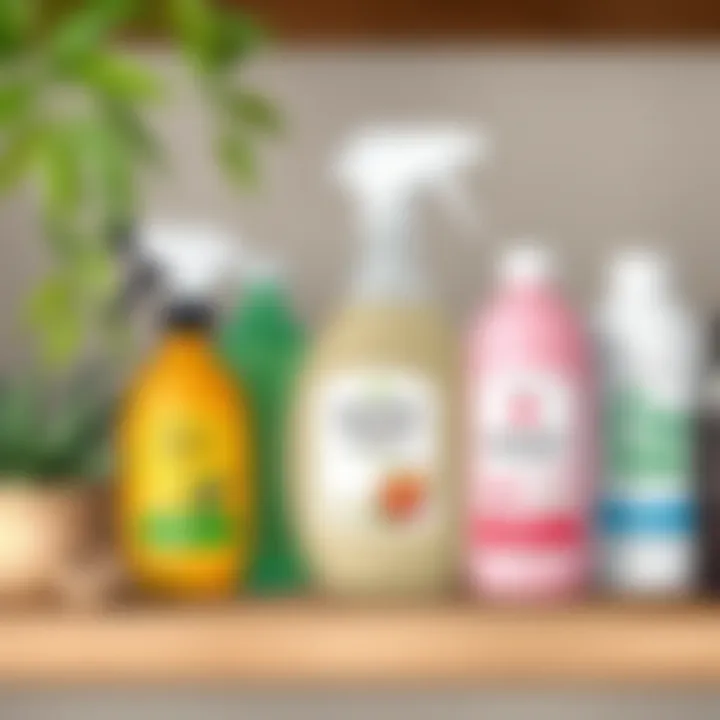 Natural cleaning products on a shelf