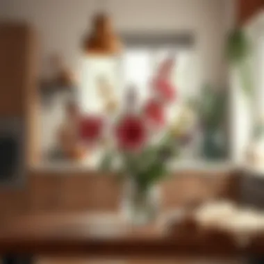 Elegant kitchen decor with seasonal flowers