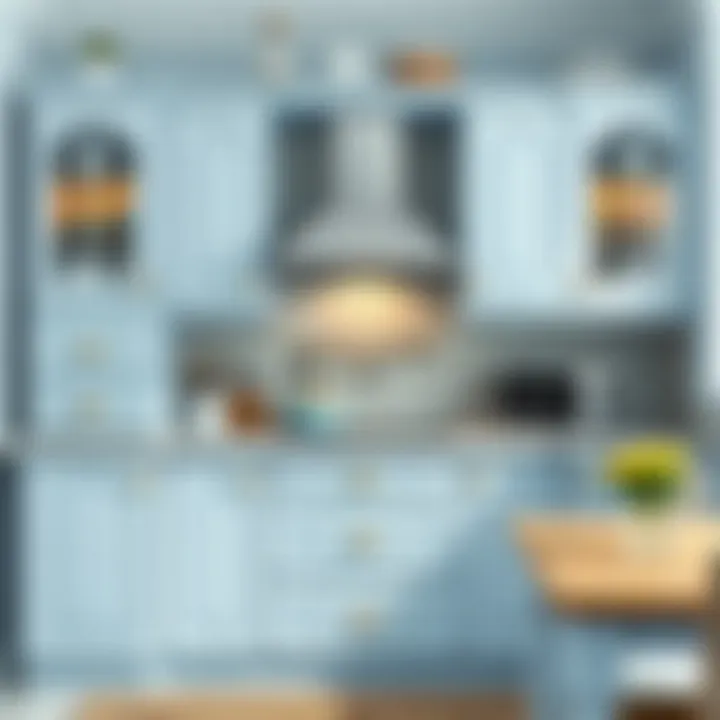 Elegant kitchen cabinet in soft blue