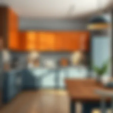 Modern kitchen with contrasting cabinet colors