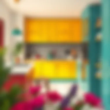 Vibrant colorful cabinets bringing energy to the kitchen