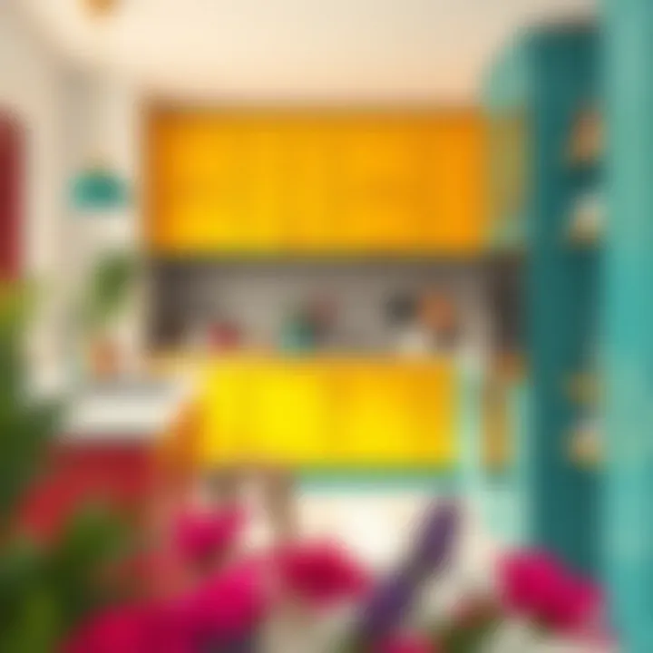 Vibrant colorful cabinets bringing energy to the kitchen