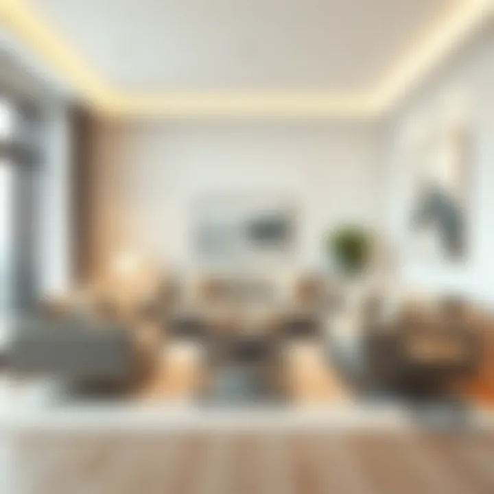 Minimalist living room showcasing sleek lines and neutral tones