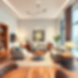 Sophisticated living room with contemporary furniture and soft lighting