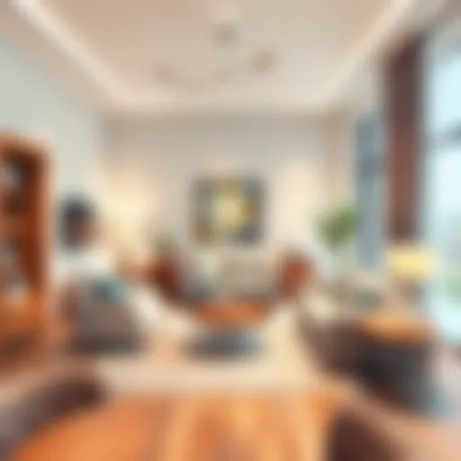 Sophisticated living room with contemporary furniture and soft lighting