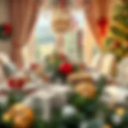 A beautifully set New Year's table with festive decorations