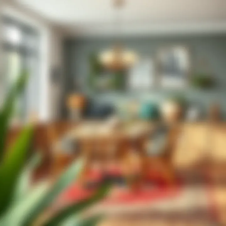 Dining area featuring eclectic furniture and artistic elements