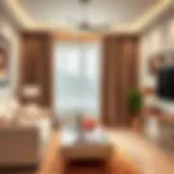 Elegant living room with stylish curtains