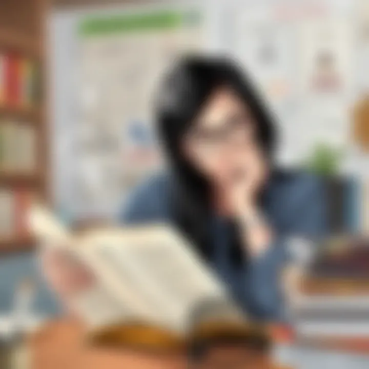 A thoughtful reader engaged with a personal development book