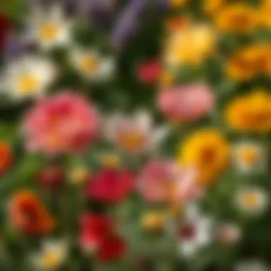 A variety of open and closed flowers in a lush garden, representing the diversity of blooming cycles in different species.