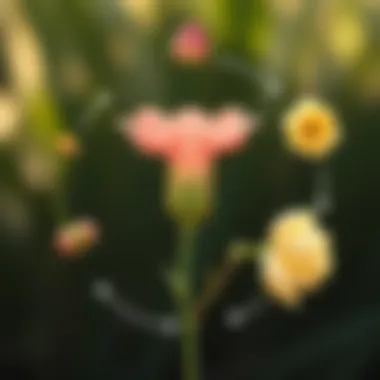 An artistic representation of a flower's life cycle, highlighting its stages from bud to bloom and back to rest.